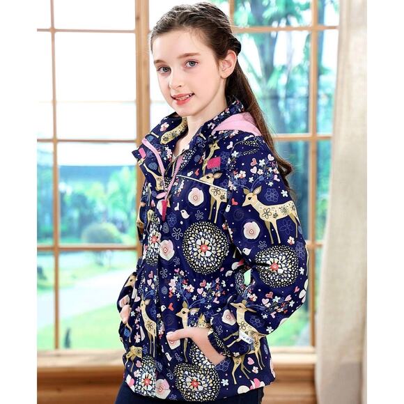 NWT Resogaa Fleece Lined Rain Jacket with Hood Size 140 - Picture 3 of 8